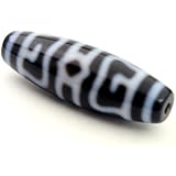 チベット 天珠 蓮師法帽天珠 瑪瑙 カルセドニー ３８×１２ｍｍ