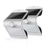 HONESTEAST ソーラーライト 人感センサー 8LED 広角 玄関入口/屋外照明/軒先/ガーデン/駐車場などに適用 2点セット (シルバー)