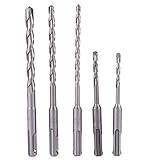 KKmoon 5本セット SDS電動ハンマードリルビットセット SDSプラス ロータリーハンマードリルビットセット 5mm 6mm 6mm 8mm 10mm 2穴 2溝 コンクリートドリルビット