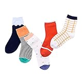 Tortor 1bacha(JP) 子供 靴下 男の子 ５点セット ストライプ キッズ ソックス ボーイズ 綿 厚手 ベビー 靴下 セット 秋冬 通園 通学 (L)