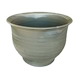 13号 大型 大きな睡蓮鉢 手造り甕型 中深 イブシ銀 水鉢 陶器 おしゃれ 和風 国産 三河焼き 1301-13