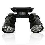 LEDソーラーライト 太陽光発電 2灯式 14LED 40lm 人感センサー 壁掛け IP44防水 取り付け簡単