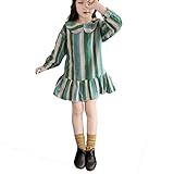 cutelove新しい　長袖　ベビー服　ガールズ フィッシュテールスカート　縦縞　綿 プリンセスドレス 秋　可愛い　素敵　オシャレ 通園 発表会 旅行 記念日 プレゼント（グレー）