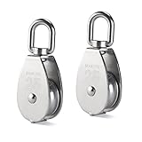 UEETEK 304ステンレススチールM25プーリーローラー400kgでの2Pcs 25MMシングルプーリーブロック - シルバー