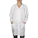 uxcell コート　Xサイズ　ホワイト　長袖　ボタンアップ　ラフコート　ユニセックス　2ポケット　ラペル