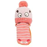 Youth Dream(ユースドリーム）かわいいデザイン　キッズ用ニット帽　マフラー付き　防寒帽　ベビー赤ちゃん用（ピンク）