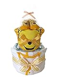 おむつケーキ ディズニー くまのプーさん 半袖ボディスーツ付き 2段 男女兼用 (メリーズS/サイズ80)