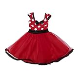 チュチュプリンセスドレス、波balakie点線Bowガールズネットワークポンポンスカートドレス 18M レッド BK-15989