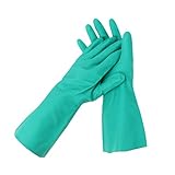 B Blesiya ゴム製作業手袋　高品質ニトリル手袋　耐溶剤　耐油性　グリーン　全4サイズ - M