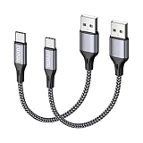 RAVIAD USB Type C ケーブル【15CM 2本セット】タイプc ケーブル 3A 急速充電 QC3.0対応 USB-A to USB-C 高速データ転送 高耐久ナイロン編み タイプc機種対応