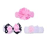 Blulu 3 Pieces Elastic Ribbon Flower Hairband Headbands for Baby Girls [並行輸入品]