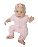 Owliviaオーガニックコットン赤ちゃん男の子女の子スナップフロントロンパース/ Footlessパジャマ、ショートスリーブ(サイズ0 – 18 M ) カラー: ピンク