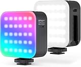 simorr 小型RGB撮影ライト両面LEDビデオライト 360°回転可能 359色RGBモードマグネットを搭載 照明 撮影用ライトスマホ/