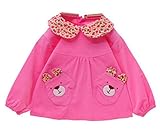 【SEBLES】 キッズ ベビー くま ポケット キュート エプロン スモック 幼稚園 お絵かき 全4色 サイズ 75 80 90 100 クロスセット (ピンク,80)