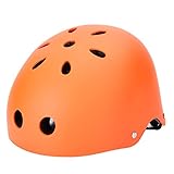 自転車ヘルメット　子供用　自転車　子供　軽量　可愛い　キッズ　スケートボード　ジュニア　通学 プレゼント　11ホール　マットオレンジ（ダイヤル付き）