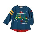 ミキハウス(mikihouse) 車いっぱい！働くプッチー☆重ね着風長袖Ｔシャツ 100cm 青（26）
