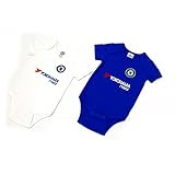 チェルシー フットボールクラブ Chelsea FC オフィシャル商品 赤ちゃん・ベビー用 半袖 ボディースーツセット ロンパース (2枚入) (0-3ヶ月) (ブルー)