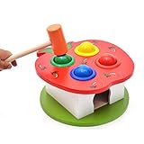 Domybest　おもちゃ　子供　木製　ボール　ノック　たたいてコロン 果物型　木のおもちゃ 叩くおもちゃ　ハンマーボール　ハンマートイ　ランダムカラー