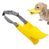 犬 口輪 無駄吠え防止グッズ 5～9kg犬に最適小型犬 犬吠え防止グッズ 口輪 犬 噛みつき防止 しつけ用口輪 口の形口輪 犬 アヒル 口輪 ペット用マスク 拾い食い 家具破壊防止 噛み癖対策 キズ舐め止め(イエロー)