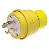 Woodhead 28W09 Watertite Wet Location Locking Blade Plug, 4 Wires, 4 Poles, Yellow, 30A Current, 120