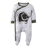 (ビッグエレファント) Big Elephant 1点セット前開き男の子長袖カバーオールロンパーススリープウェアボディスーツ K12 (6-12ヶ月)