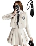 [JIURUN] 制服 ロリータ ゴスロリ 衣装 軍服 ハロウィン コスプレ アニメ cosplay lolita 森ガール ロリータ プリーツ スカート ブラウス 女装 服 ゴシック ドレス 女装 服 クリスマス ハロウィン 大きいサイズ 学園風 かわいい (ホワイト, M)