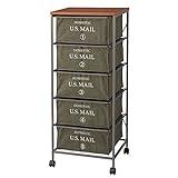 マルチ収納チェスト/収納ワゴン 【5段 グリーン】 幅43cm キャスター付き スチール 『USメール』 MIP-375GR