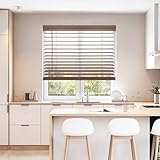 DEZ FURNISHINGS QJBK410600 コードレス 5.08cm フェイクウッドブラインド、41.5 W x 60"H、ダークオーク