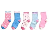 Tortor 1bacha(JP) 子供 靴下 女の子 ５点 セット 可愛い ハート ドット柄 キッズ ソックス ガールズ 赤ちゃん ベビー 靴下 厚手 秋冬 通園 通学 ピンク S