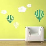ホットエアバルーンベビーNurseryクラウドで壁デカールステッカー子供部屋バルーンと雲ビニール壁アート 3 Balloons + 3 Clouds
