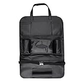 GZQ シートバックポケット 車用 収納ポケット 大容量 多機能 取り付け簡単 レザー製 (ブラック)