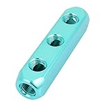 uxcell マニホールドブロック 1/4BSP 3ウェイ インラインクイックコネクタ エアホース ブルー