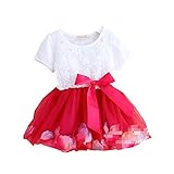 M.Z.L子供ドレス 女の子ドレス ガールズワンピース 蝶ネクタイ フラワードレス　可愛い 花柄 発表会 結婚式 入園式 演奏会　パーティー 春夏 可愛い ベビー (110CM, バラ色)