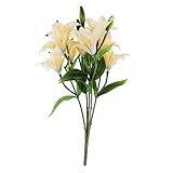 Healifty 1pc人工花リリーシミュレーションフラワープラスチック人工花ブーケホームウェディングデクレーション（イエロー）