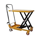 油圧式昇降台車 リフトカート テーブルカート ハンドリフター 黄 折りたたみ 耐荷重約150kg キャスター付き ノーパンクタイヤ 昇降台 油圧リフト 油圧台車 テーブルリフト リフティングテーブル 