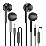 MOSWAG 有線イヤホン マイク、3.5 mm ジャックの耳ヘッドフォン スマート フォン、コンピューター、ラップトップ、MP3 プレーヤーなどに適したマイク付き
