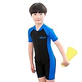 [FERE8890] ガールズ 水着 連体式 半袖 男女兼用 男の子 女の子 柔かい 簡約 キッズ用 ファッション 心地良い ファスナー ブルー XXXL