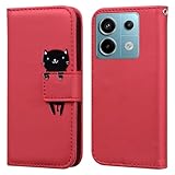 TEDTIKJT Redmi Note 13 Pro 5G ケース 手帳型 シャオミ レッドミーnote13 Pro 5G ケース手帳型 レッドミーNote13 Pro 5G ケース 高級PU レザー レドミ ノート13プロ 5G スマホケース 手帳 携帯カバー 漫画のキャラクター 全面保護 耐衝撃 横置き機能 カード収納 (Xiaomi Redmi Note 13 Pro 5G対応) 赤