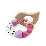 Wood Teething Beech Wood Enlglish Letters LOVE Silica Beads Alphabet Selectable Letter Silicone Bead