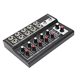 Shanrya 10チャンネルミキサー、ステレオラインミキサー6.35mmインターフェースメタル100-240V、クラブ用バー用2マスターボリュームノブ付き USプラグ
