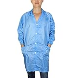 uxcell 抗静的オーバーオールコート　ネックスタイル　ボタンダウンラペルカラーラボ　コートブルー　XXL