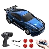 Deskdrift Mini – 1:64スケール 4WD プロポーショナルRCドリフトカー 大人用 2.4GHzコントロール デスクトップRCカー LEDライト付き オフィスや家庭での楽しみに最適(Blue)