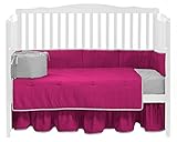 Baby Doll Bedding Solid Reversible Crib Set, Hot Pink/Grey by BabyDoll Bedding