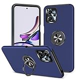 Motorola Moto G53j 5G ケース Moto G53y 5G ケース リング 耐衝撃 TPU+PC バンパーケース モトローラ モト G53 5G スマホケース 頑丈 スタンド機能 車載ホルダー対応 全面保護 落下防止 防塵 指紋防止 傷防止 衝撃吸収 MOTO G53J / G53Y 用 携帯カバー(青)