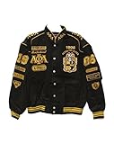 Alpha Phiアルファ学校イニシャルとFraternity Shield onツートンカラースナップRacingジャケット XX-Large
