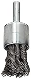 Weiler Wire End Brush, Hollow End, Round Shank, Steel, Partial Twist Knotted, 3/4" Diameter, 0.014" 