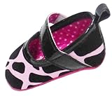 Cow Print Shoes For Baby Girl inピンク&ブラック3 – 6ヶ月( 3.75 "インソール)