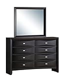 Roundhill Furniture Blemerey Fully Assembled Dresser and Mirror, Black Wood Finish [並行輸入品]