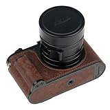 Leica Q3/Leica Q3用ハンドメイド本革カメラハーフケース - トップレイヤー牛革ボディ+メタルベースプレート+ハンドシャンクデザイン(ダークブラウン)