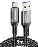 TOMSING USB Type C ケーブル 3m USB A to USB C 3.2 3A/60W急速充電 10Gbps高速データ転送 高耐久 ナイロン編み 断線防止 充電ケーブル for iPhone 16 / 15 /iPad Pro/MacBook/Galaxy/Xperia/その他 Android 等 USB-C機器対応 (鉄灰色(PQ057),3m)